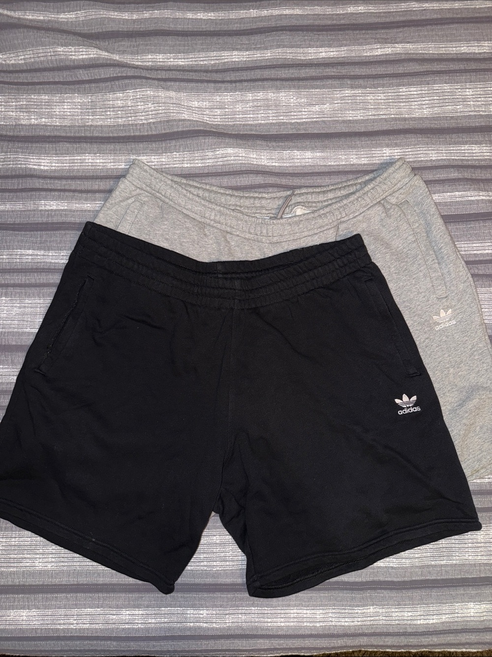 2XL adidas Black and Heather Gray Trefoil Shorts Duo